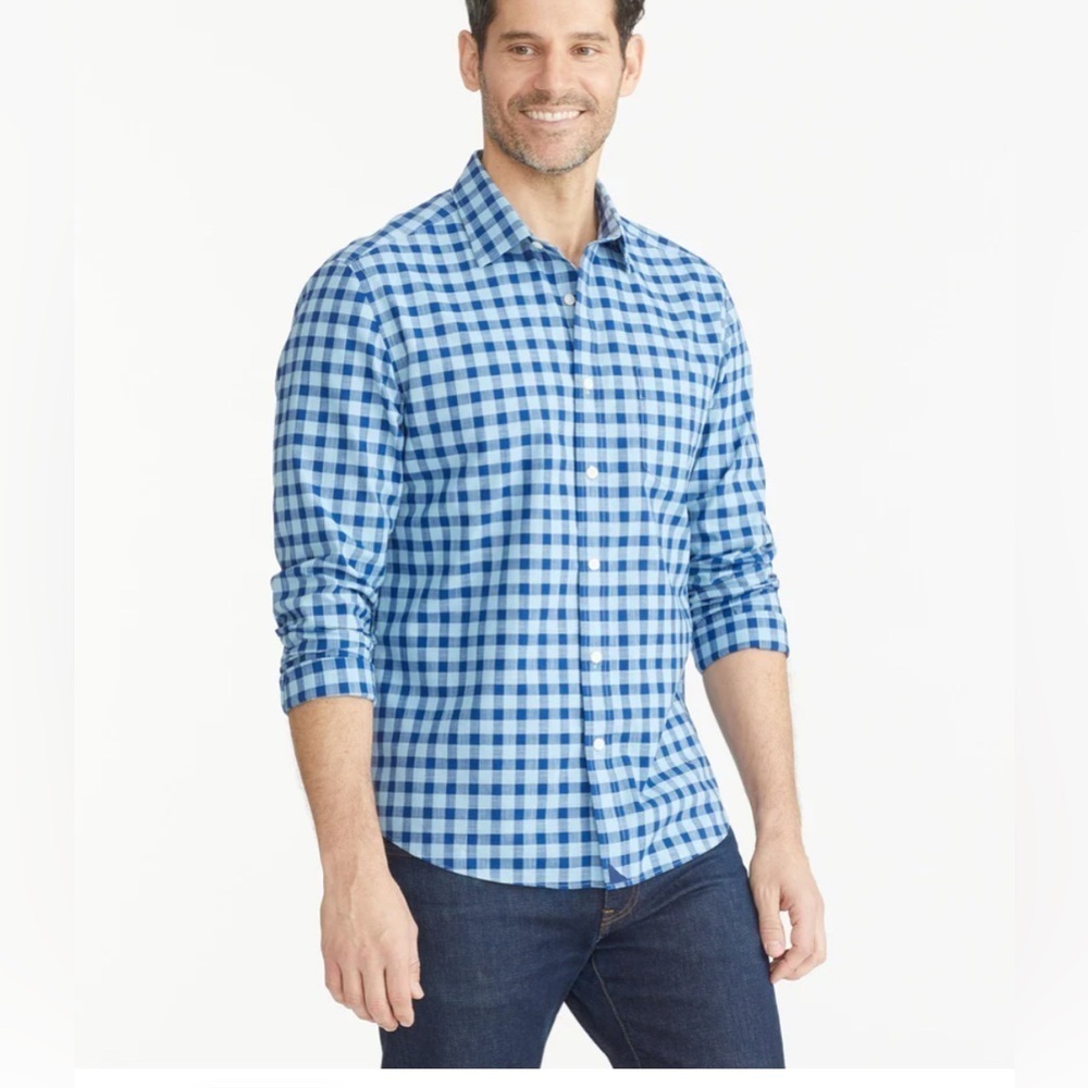 UNTUCKit Blue and White Casual Cotton Lightweight Button Down Shrt Long Sleeve M